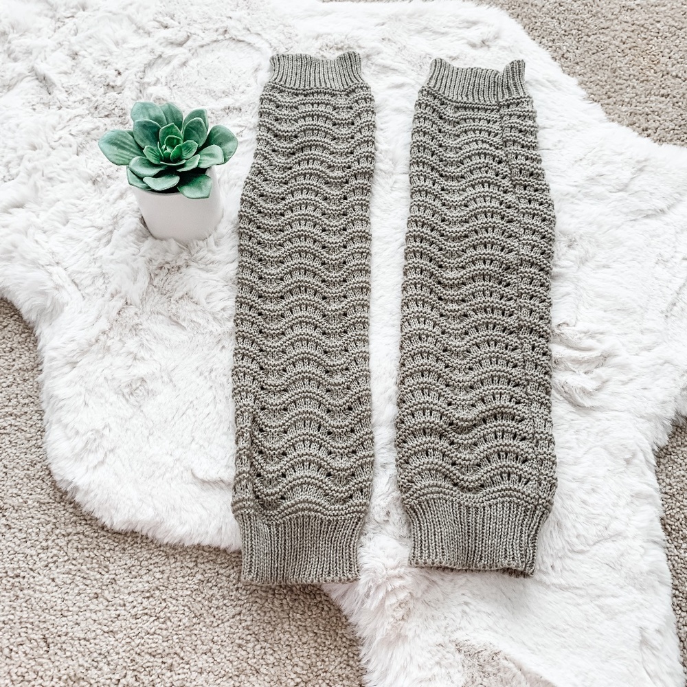 Beige Crochet Leg Warmers